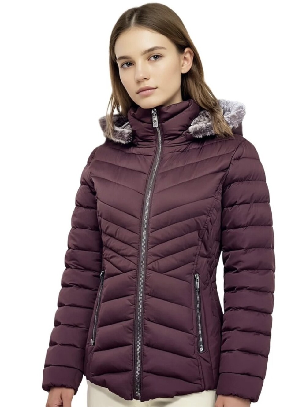 NWT Womens Nautica Puffer Jacket Purple - M